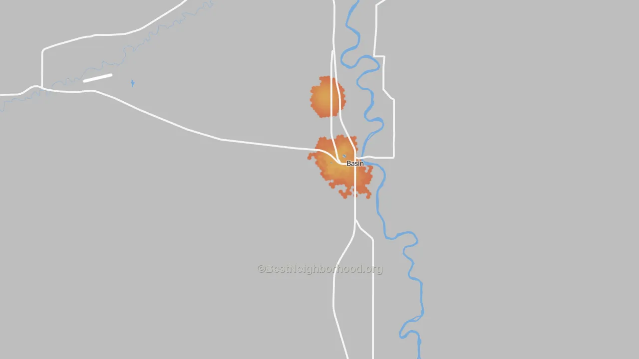 Bike Grade map of Basin, WY
