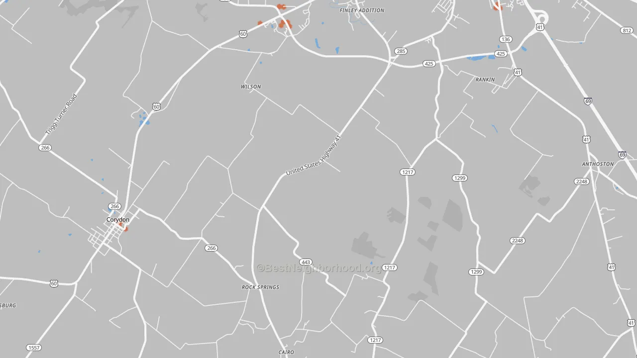 Bike Grade map of Baskett, KY