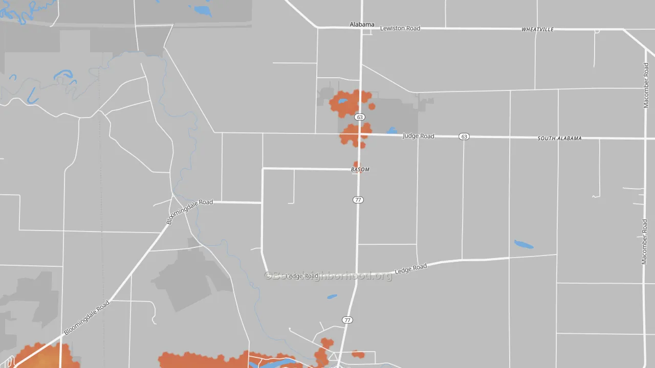 Bike Grade map of Basom, NY