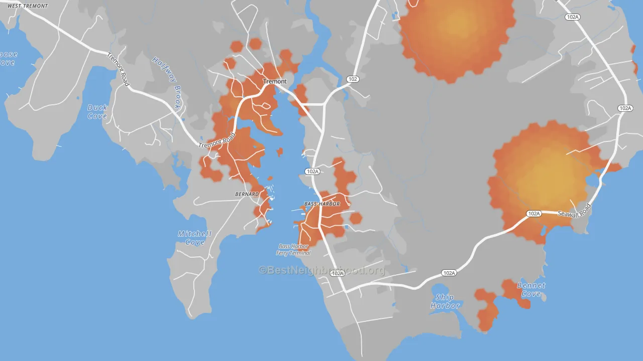 Bike Grade map of Bass Harbor, ME