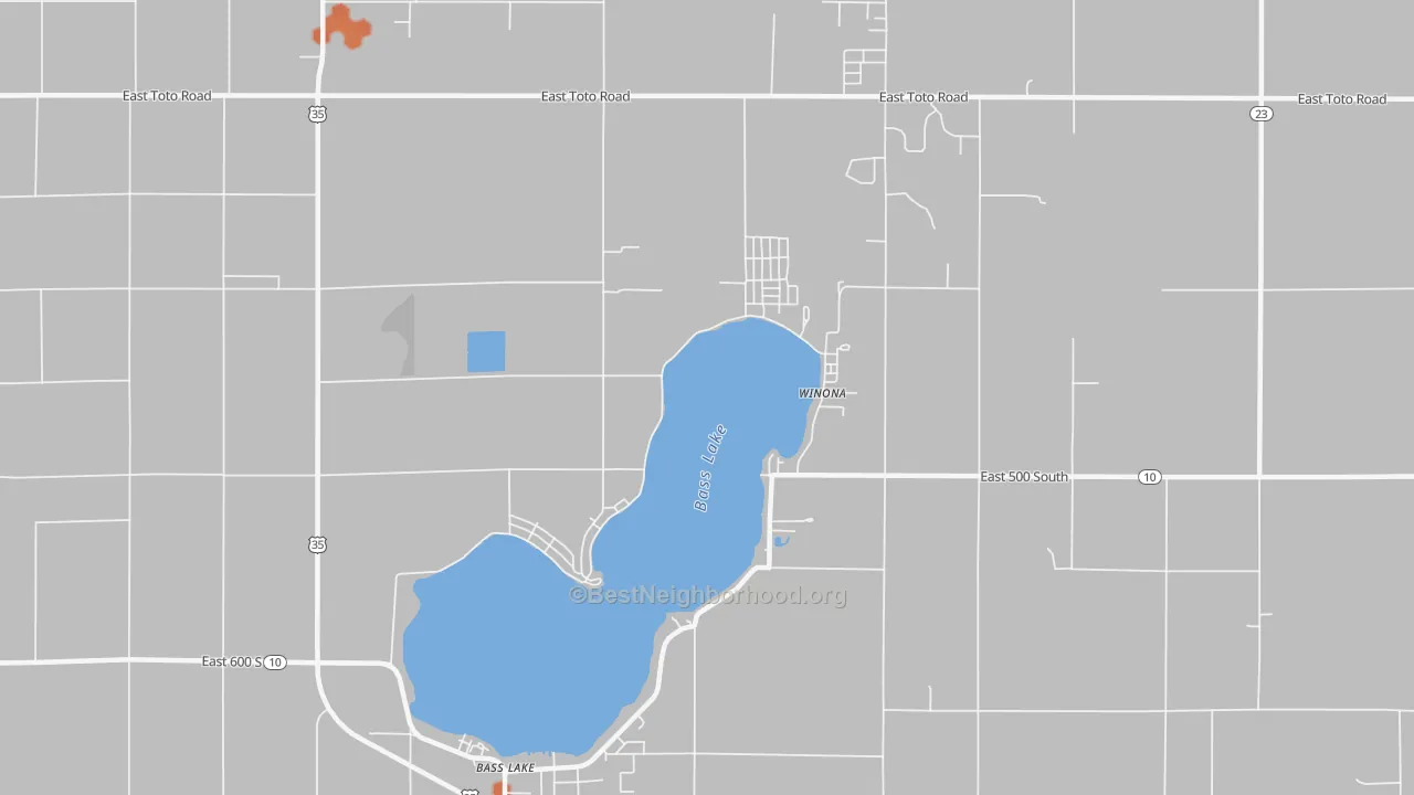 Bike Grade map of Bass Lake, IN