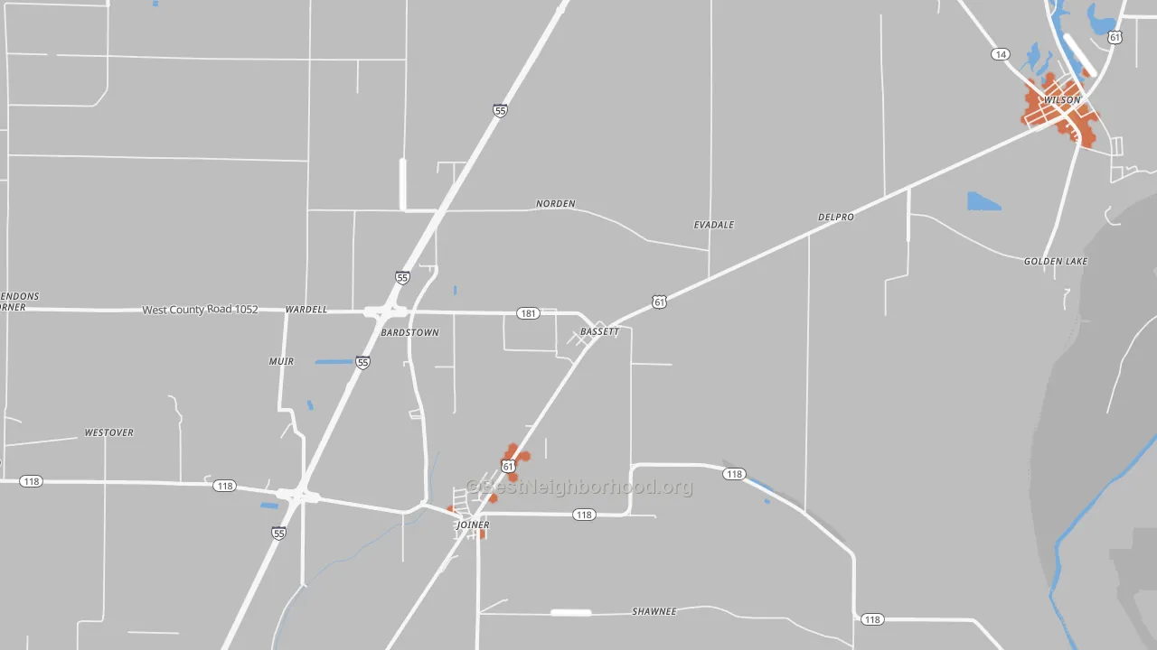 Bike Grade map of Bassett, AR