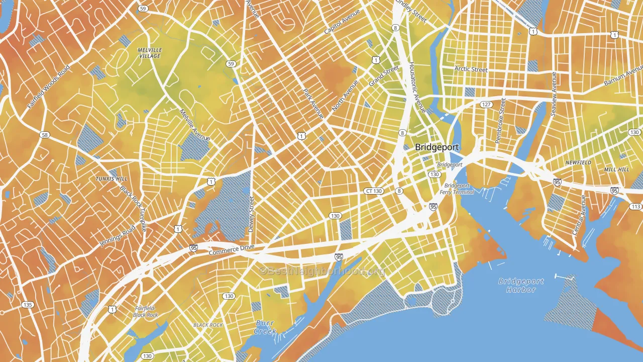 Bike Grade map of Bassickville Historic District, Bridgeport, CT
