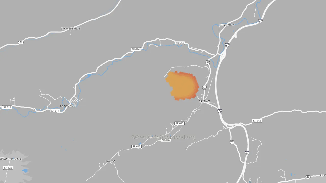 Bike Grade map of Bastian, VA