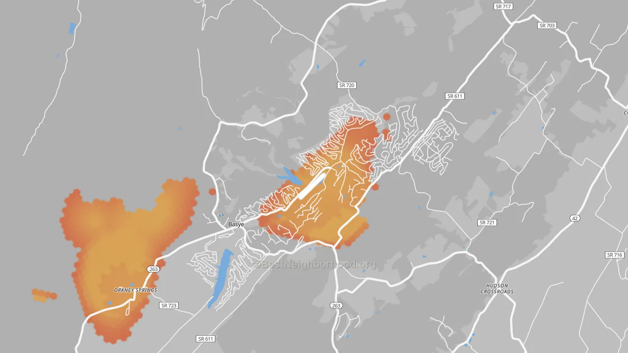 Bike Grade map of Basye, VA