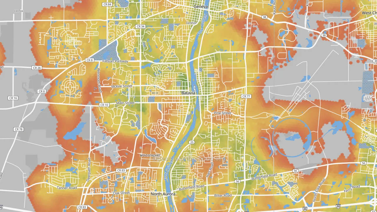 Bike Grade map of Batavia, IL