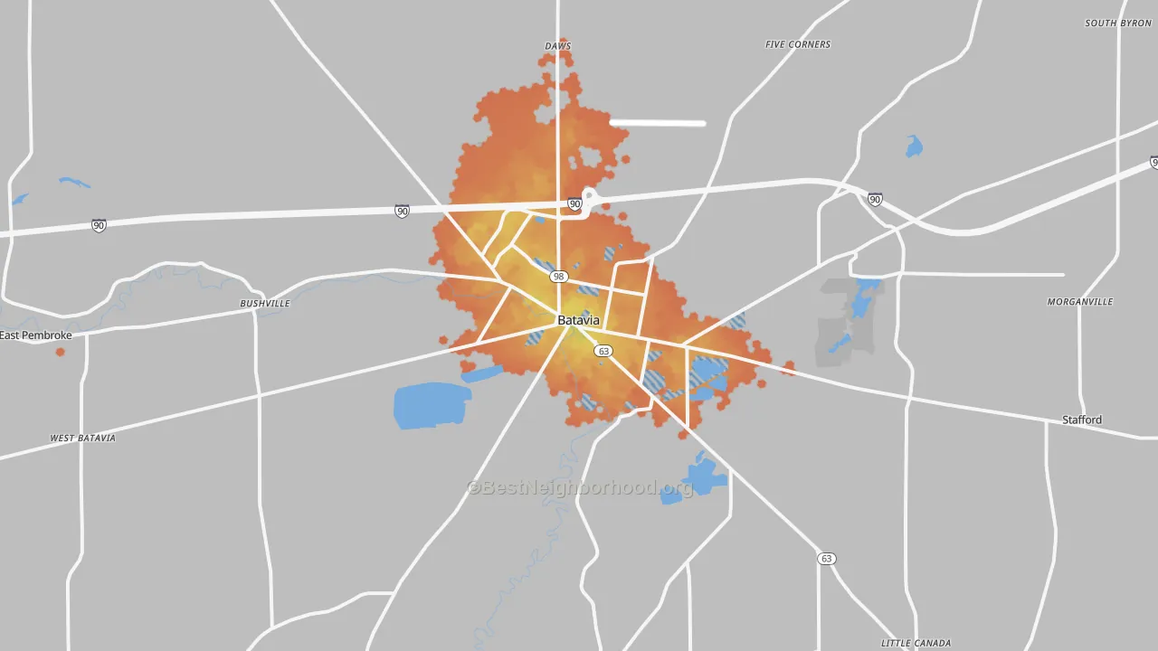 Bike Grade map of Batavia, NY