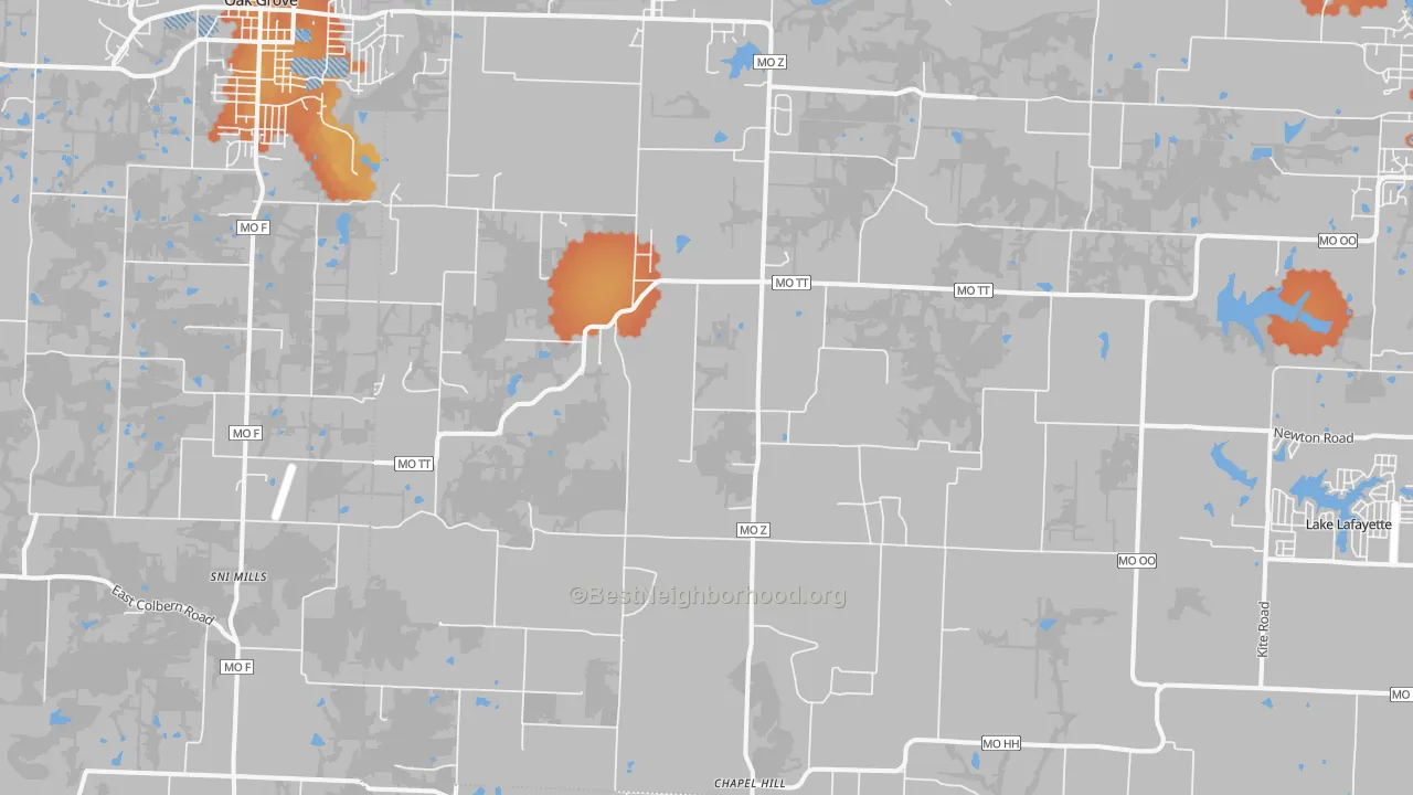 Bike Grade map of Bates City, MO