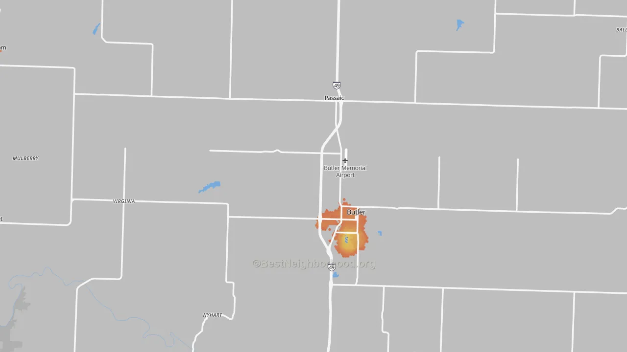 Bike Grade map of Bates County, MO