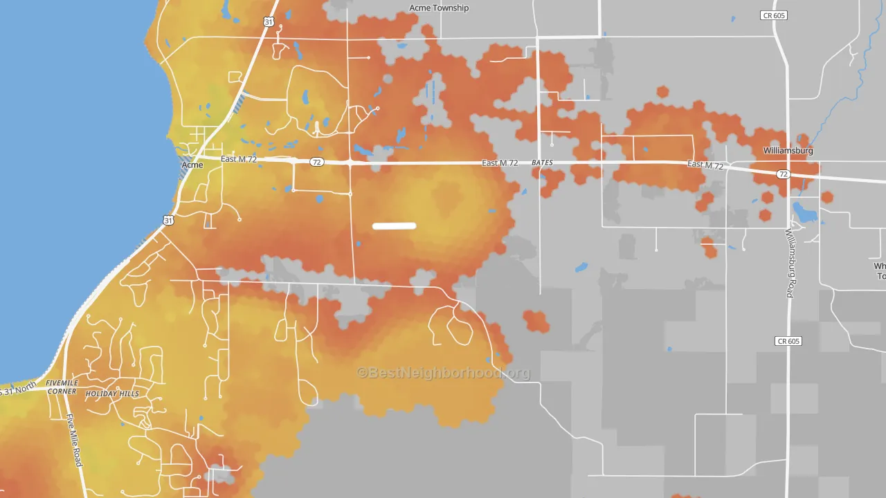 Bike Grade map of Bates, MI