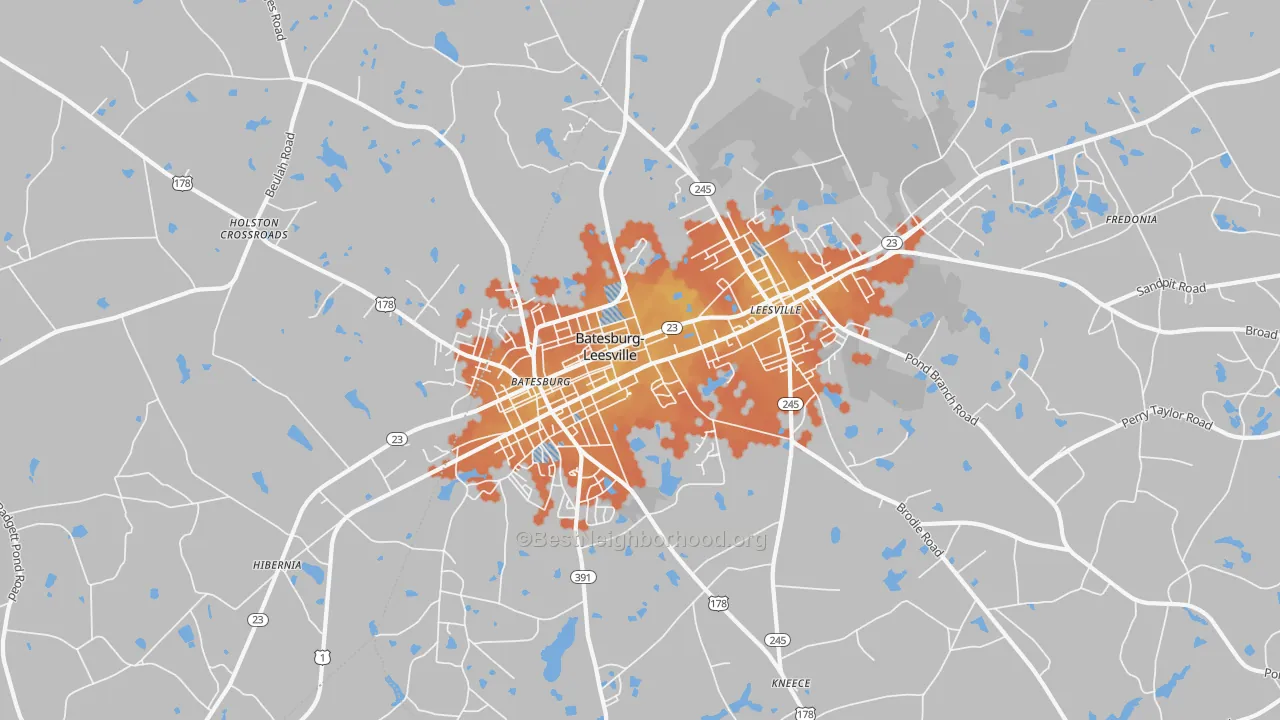 Bike Grade map of Batesburg-Leesville, SC