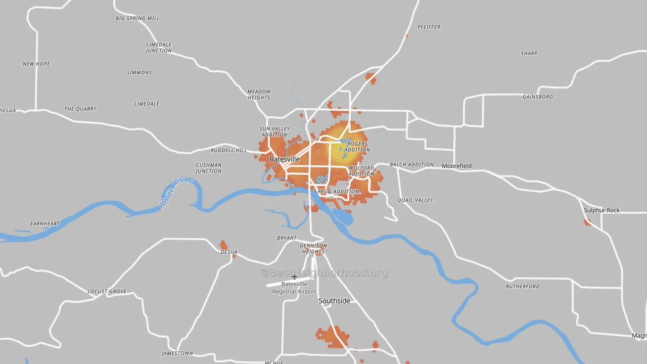 Bike Grade map of Batesville, AR