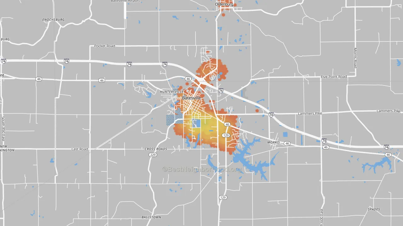 Bike Grade map of Batesville, IN