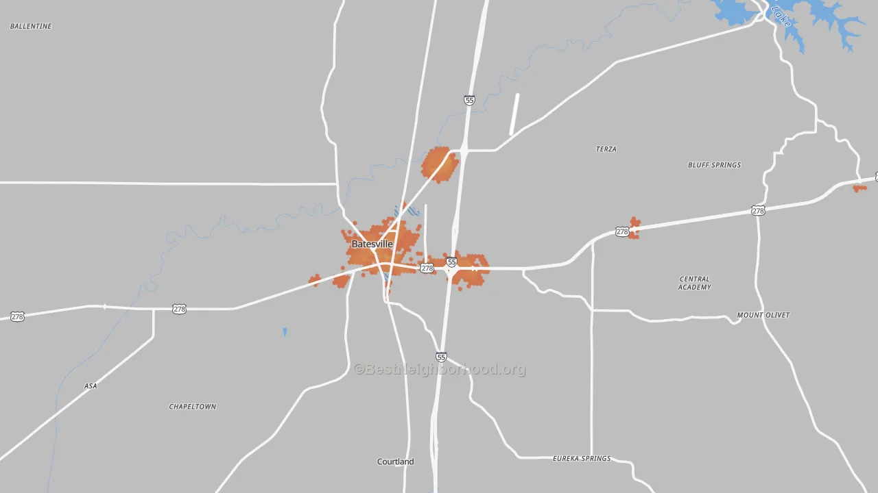 Bike Grade map of Batesville, MS