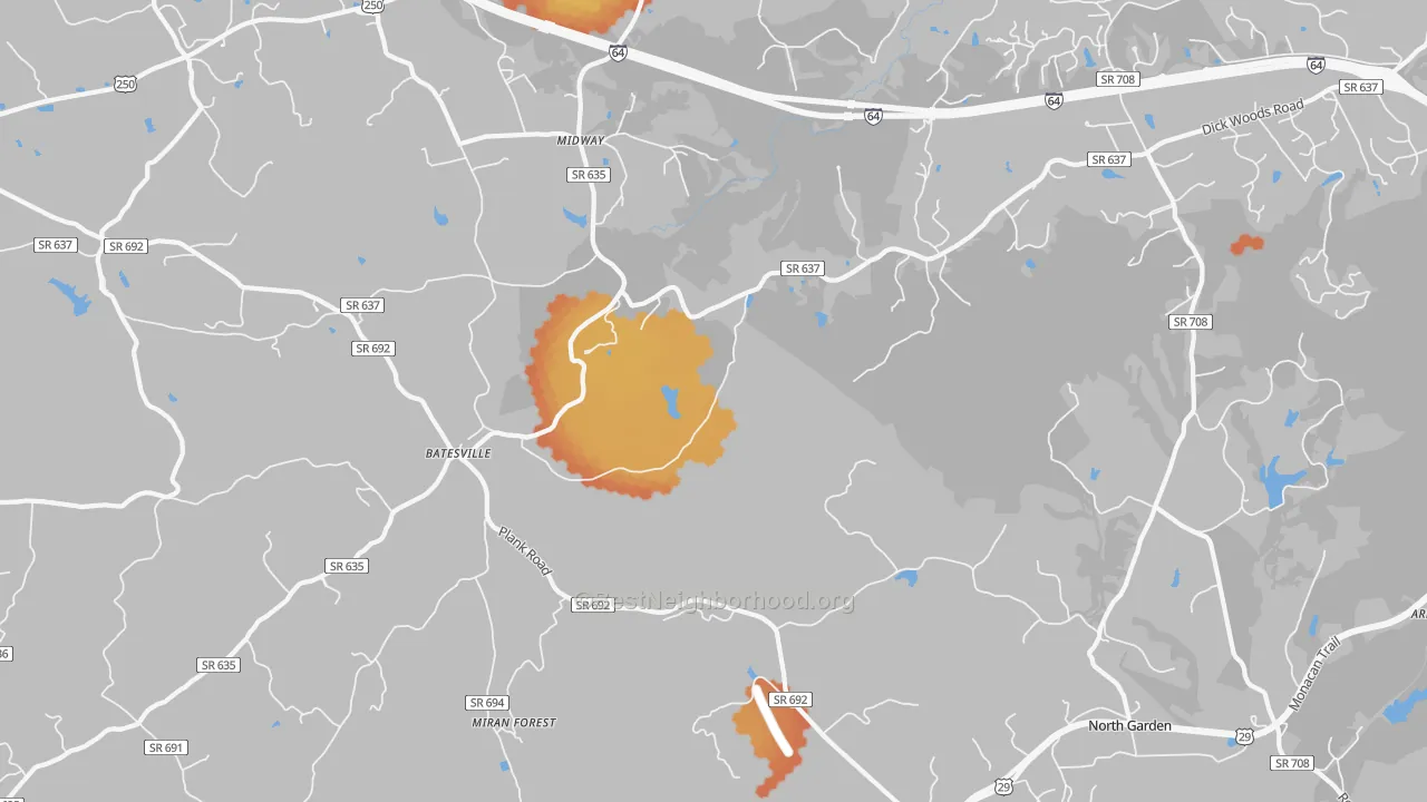 Bike Grade map of Batesville, VA