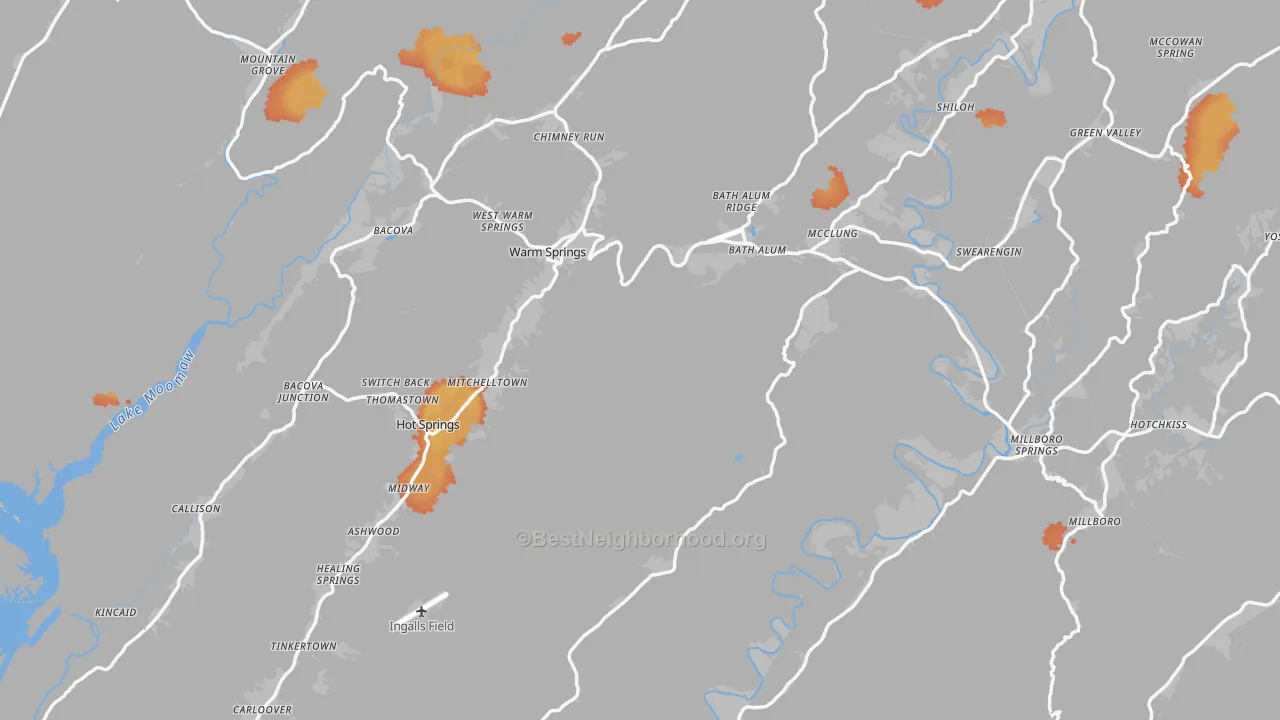 Bike Grade map of Bath County, VA