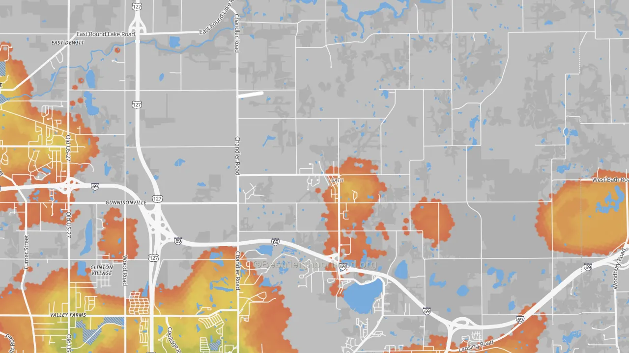 Bike Grade map of Bath, MI