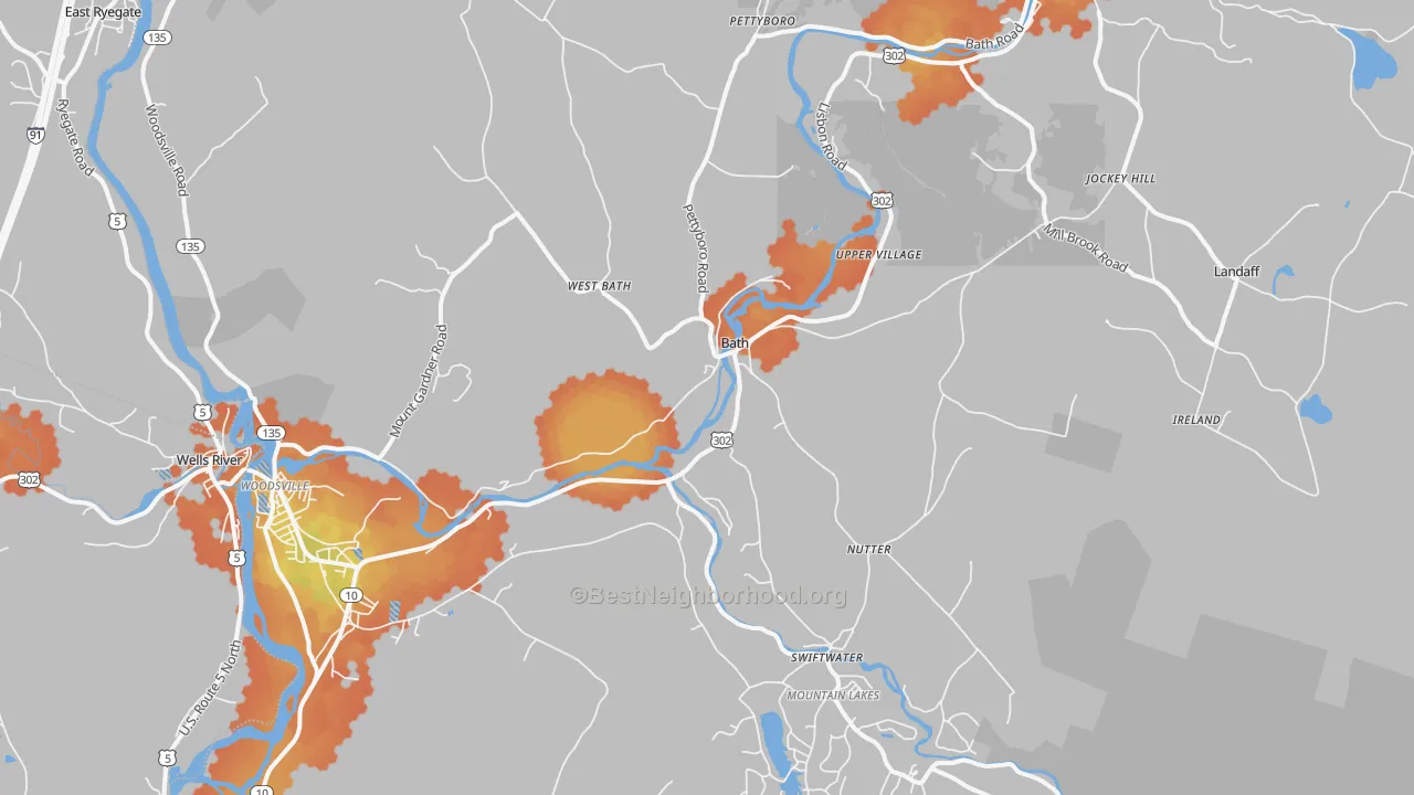 Bike Grade map of Bath, NH