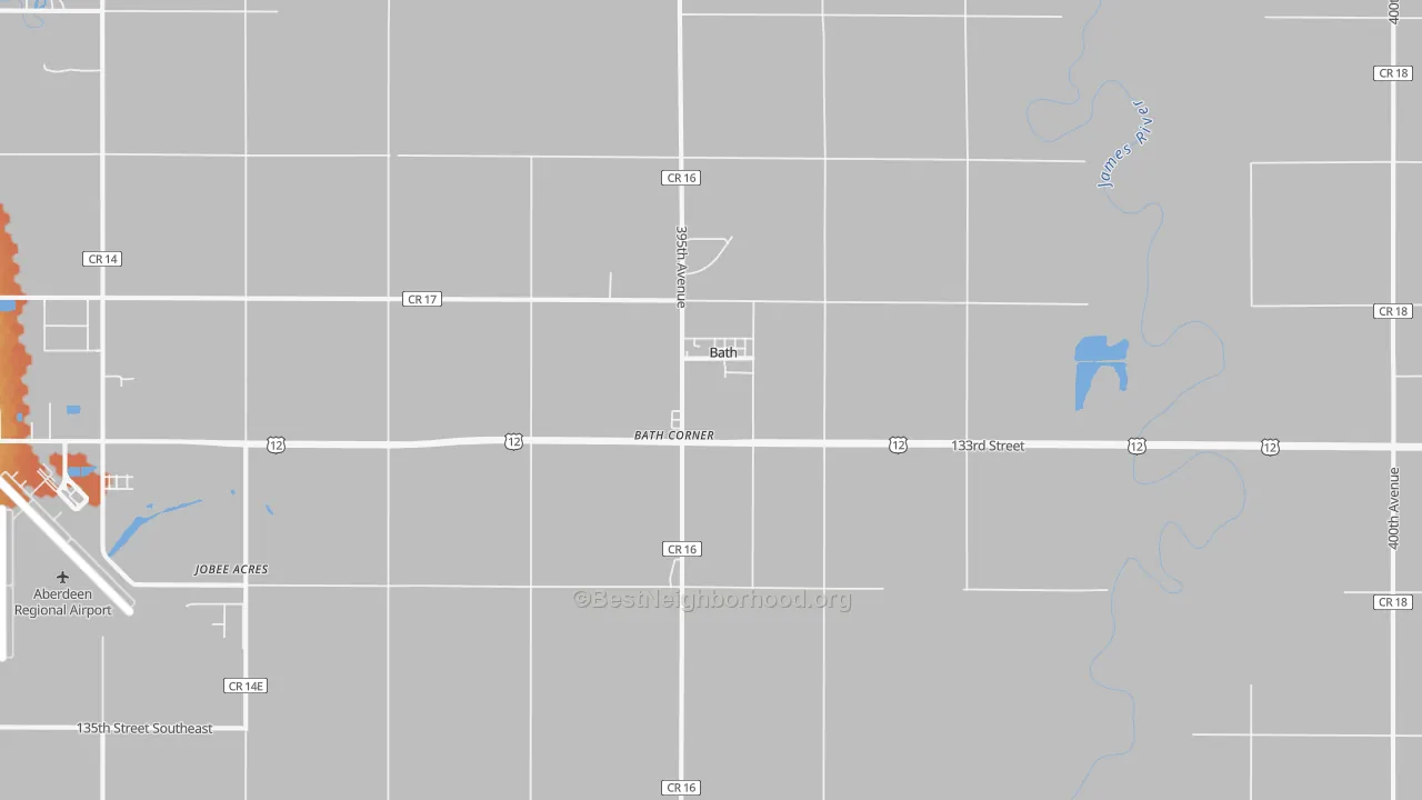 Bike Grade map of Bath, SD