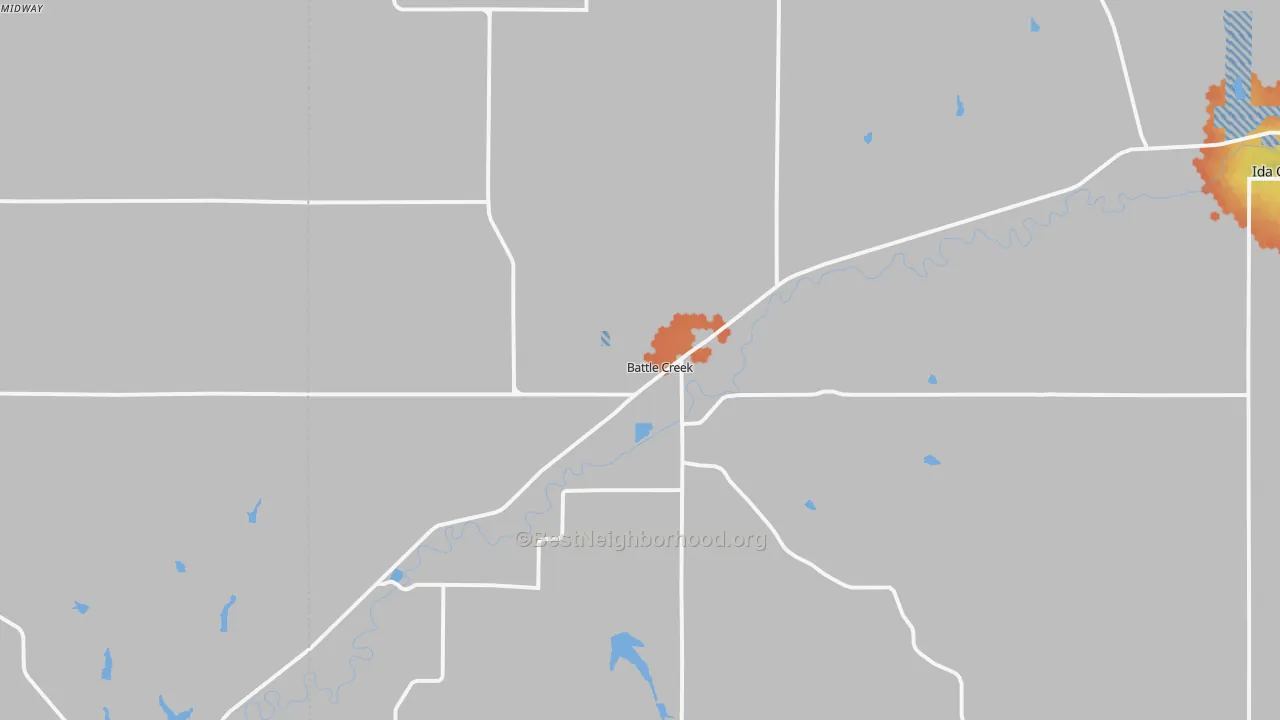 Bike Grade map of Battle Creek, IA