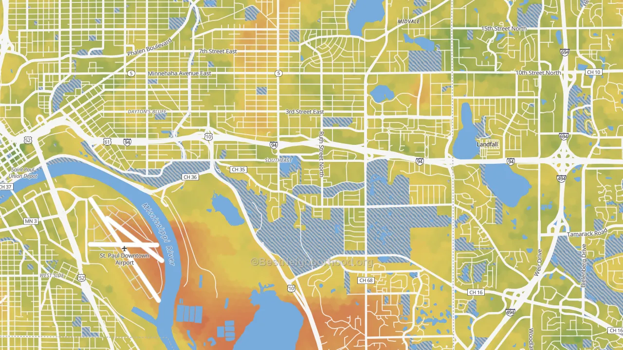 Bike Grade map of Battle Creek, St. Paul, MN