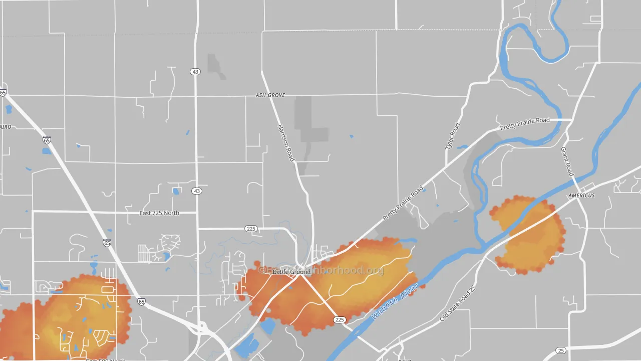 Bike Grade map of Battle Ground, IN
