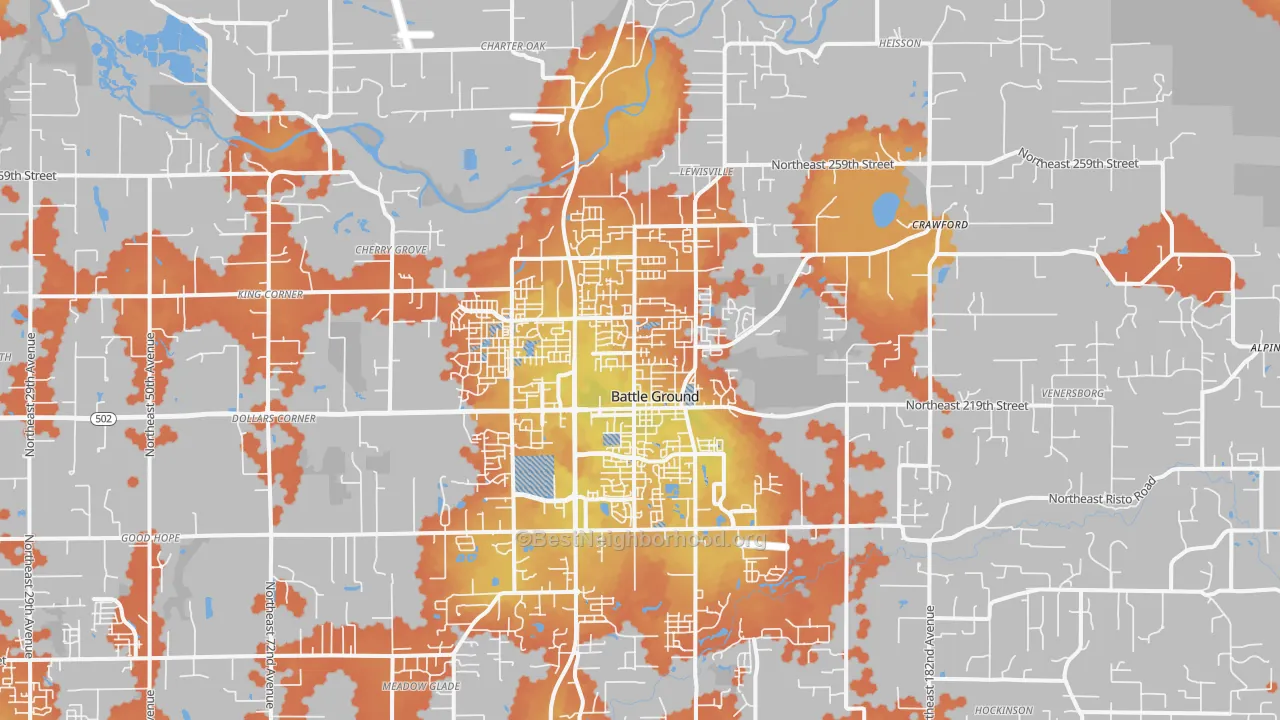 Bike Grade map of Battle Ground, WA