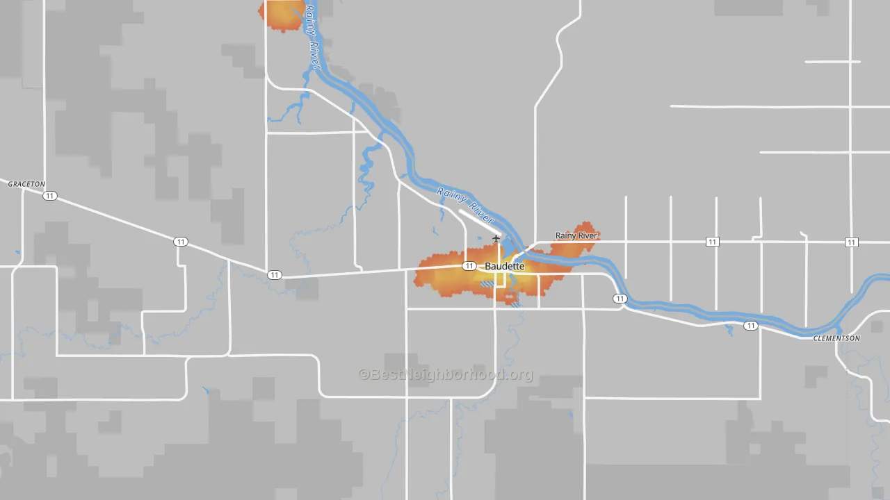Bike Grade map of Baudette, MN