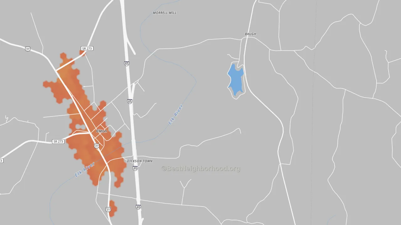 Bike Grade map of Baugh, TN