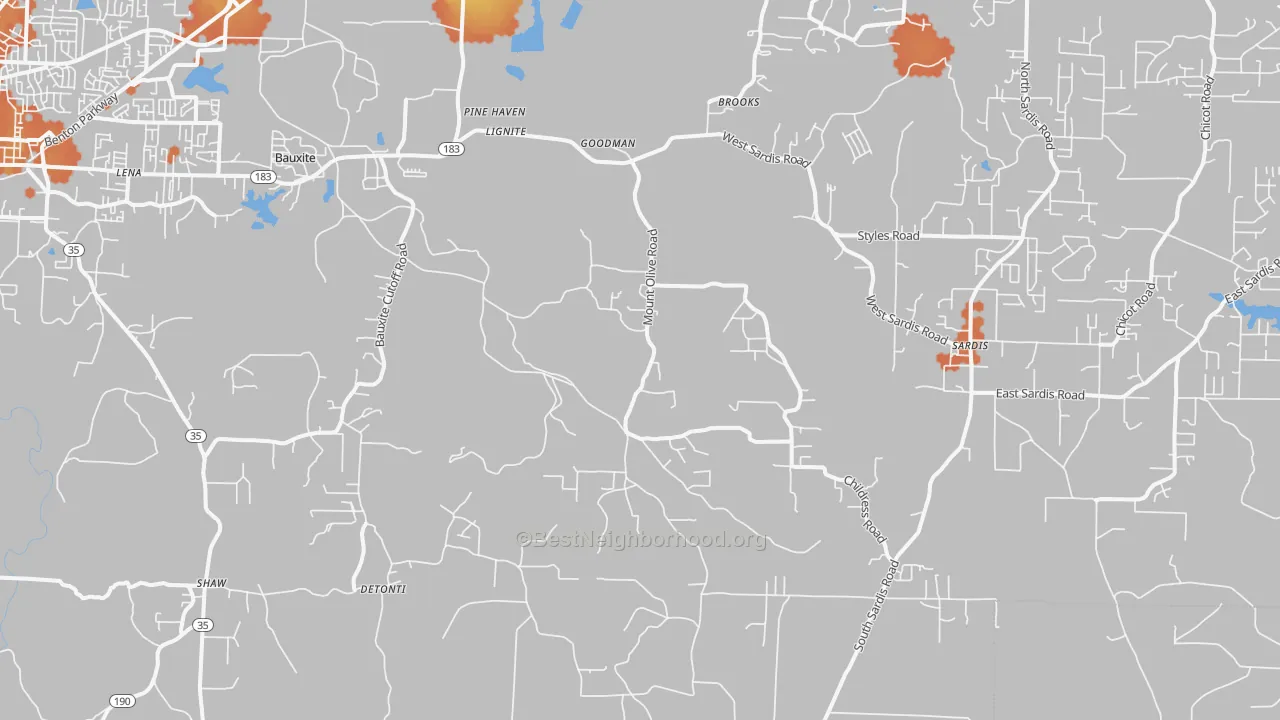 Bike Grade map of Bauxite, AR