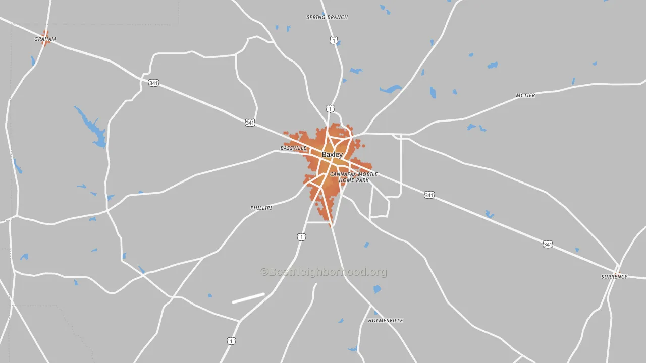 Bike Grade map of Baxley, GA