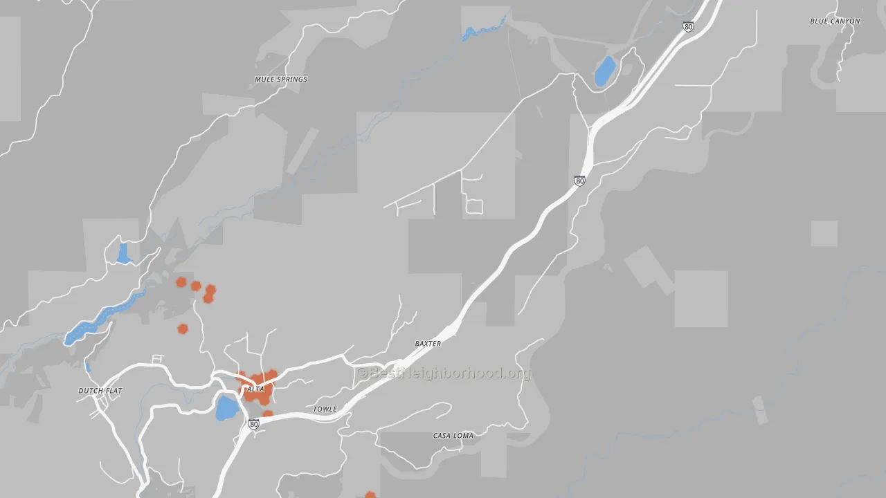 Bike Grade map of Baxter, CA