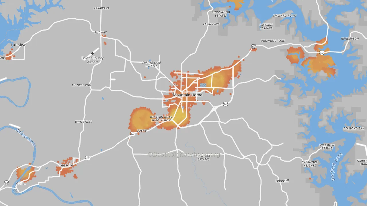 Bike Grade map of Baxter County, AR