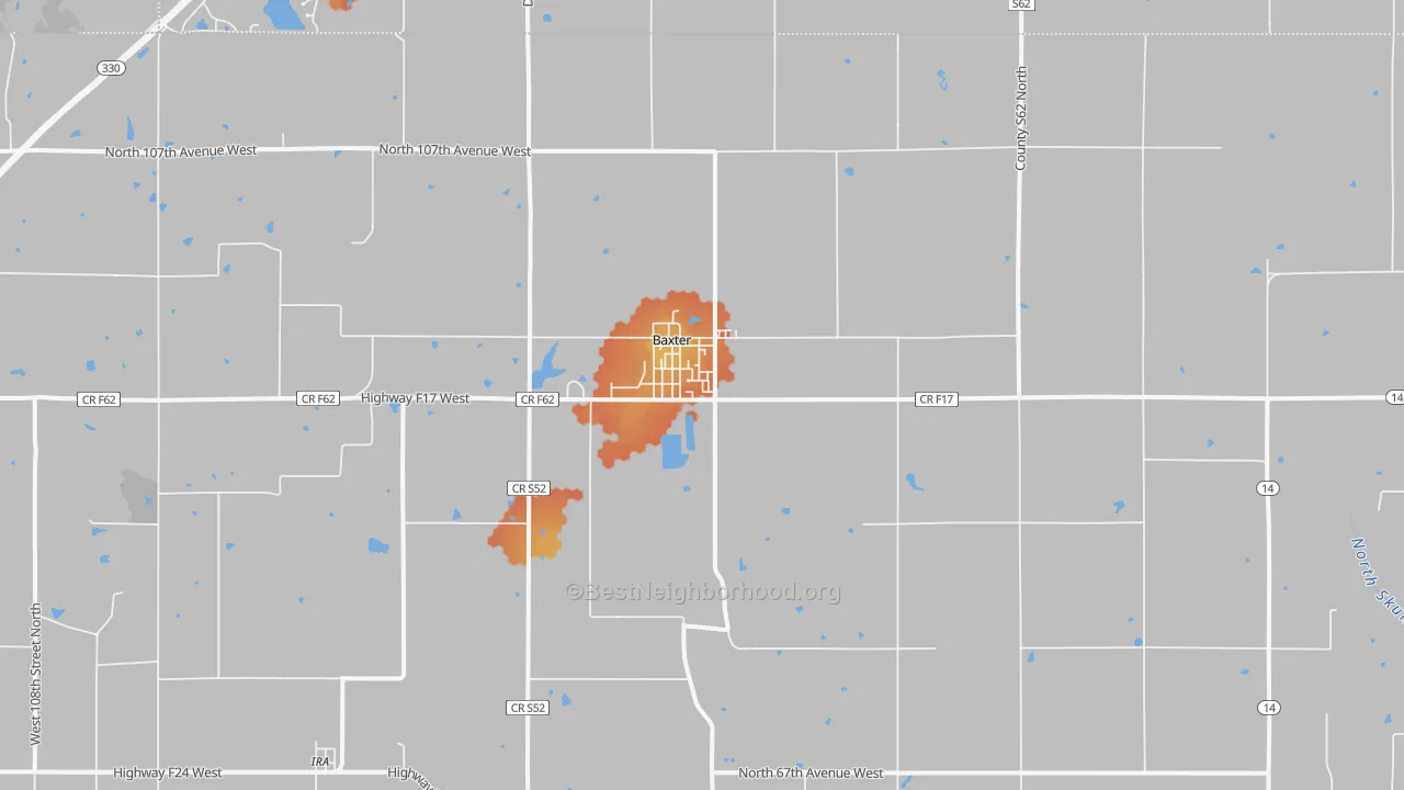 Bike Grade map of Baxter, IA