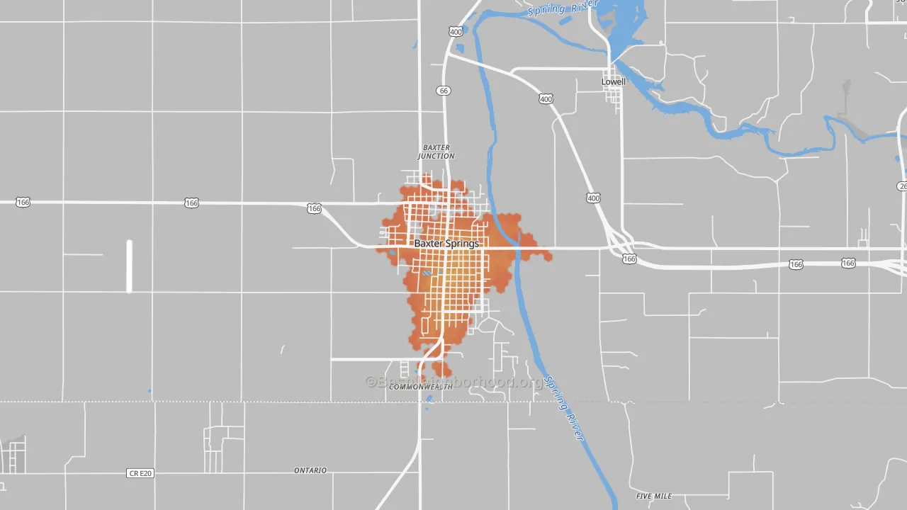 Bike Grade map of Baxter Springs, KS