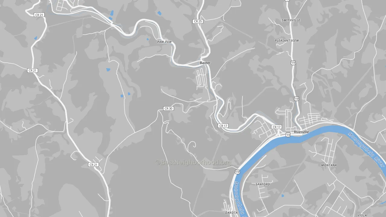 Bike Grade map of Baxter, WV