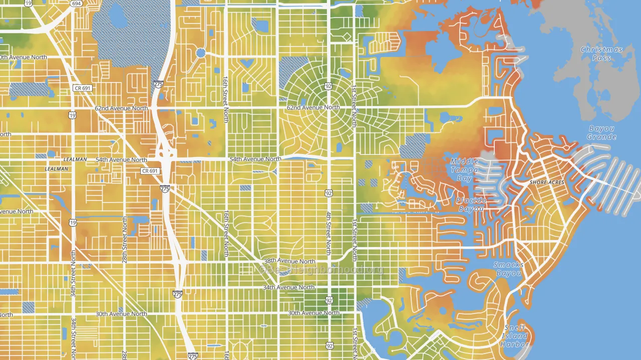 Bike Grade map of Bay Breeze Cove, St. Petersburg, FL