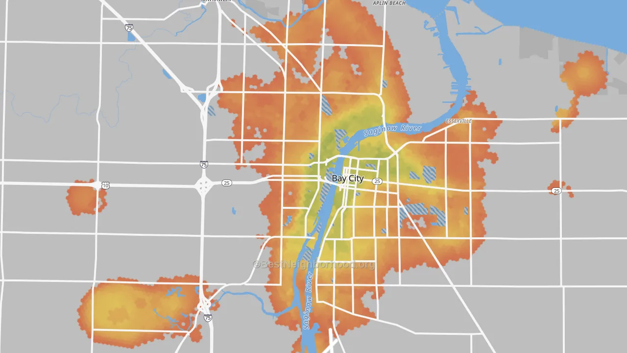 Bike Grade map of Bay City, MI