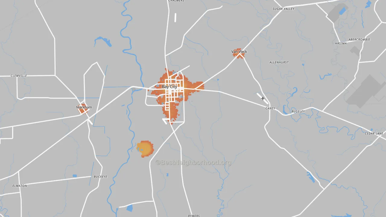 Bike Grade map of Bay City, TX