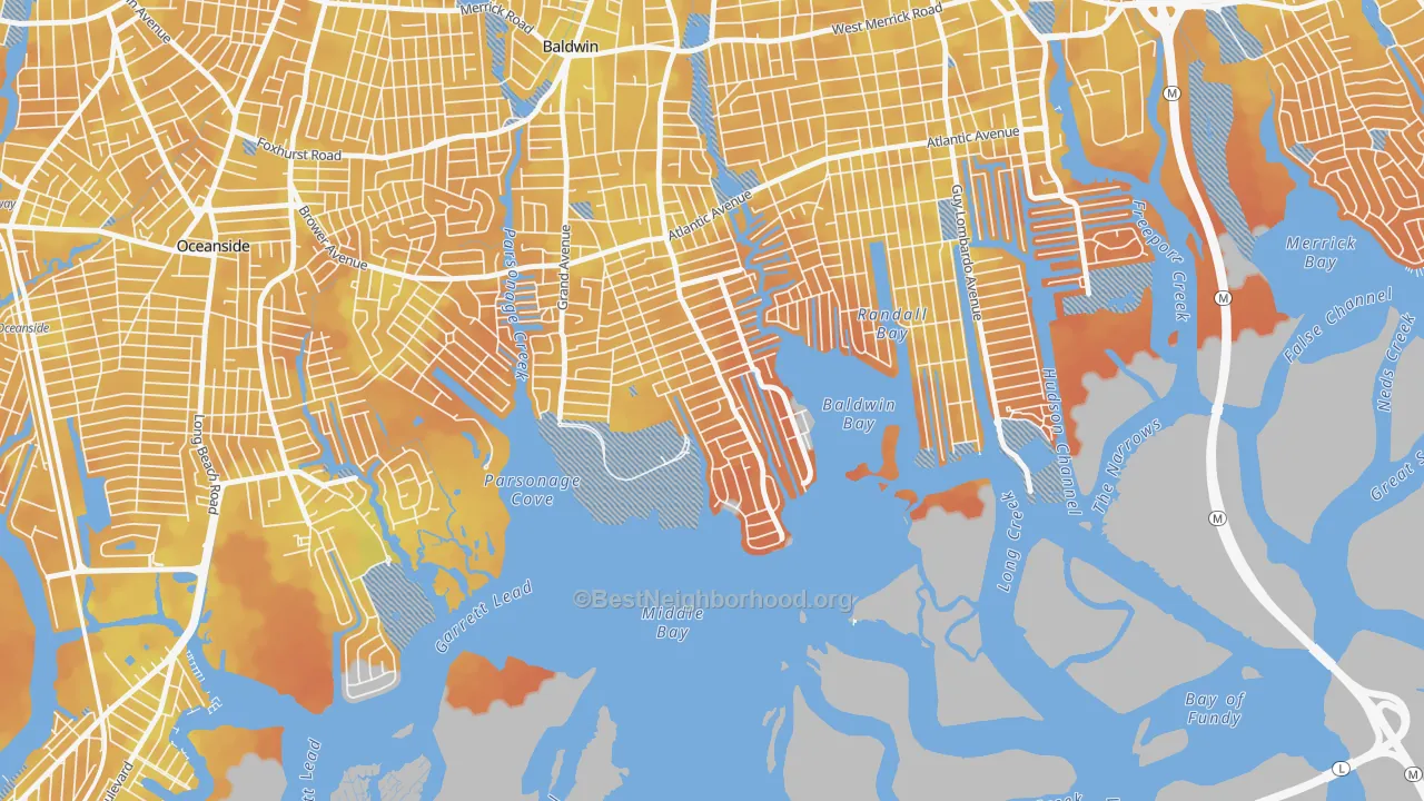 Bike Grade map of Bay Colony, Baldwin Harbor, NY