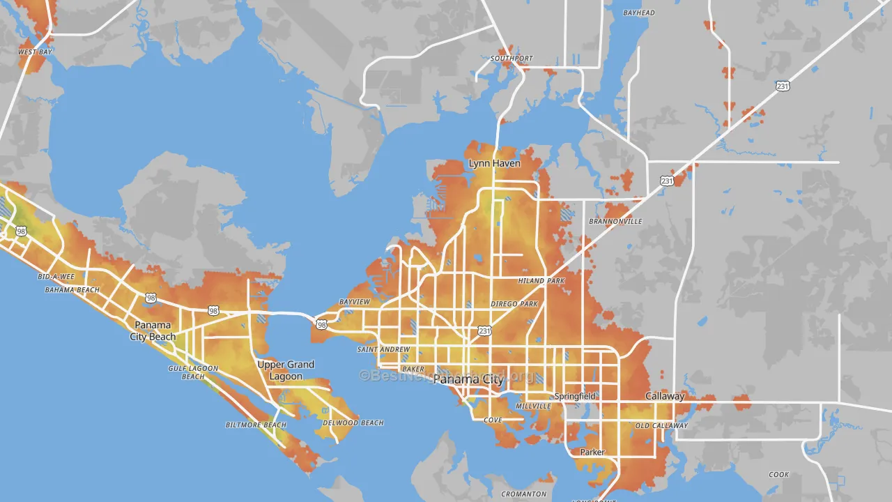 Bike Grade map of Bay County, FL