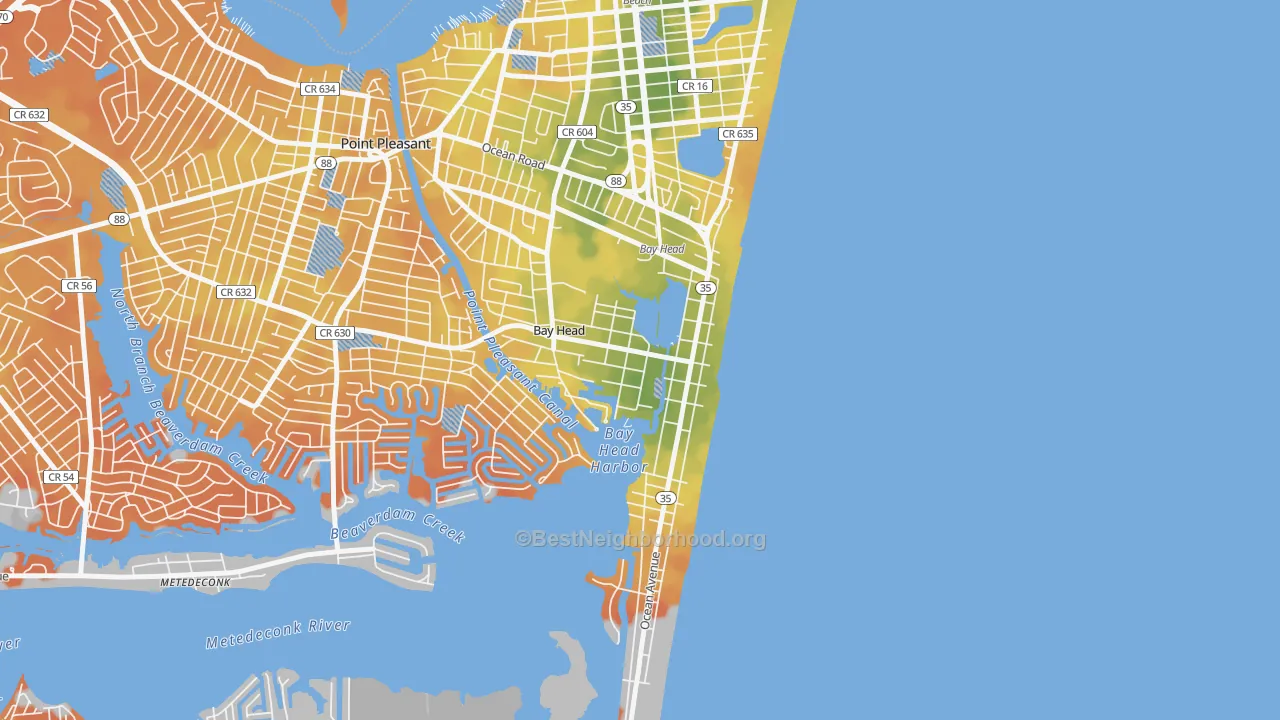 Bike Grade map of Bay Head, NJ