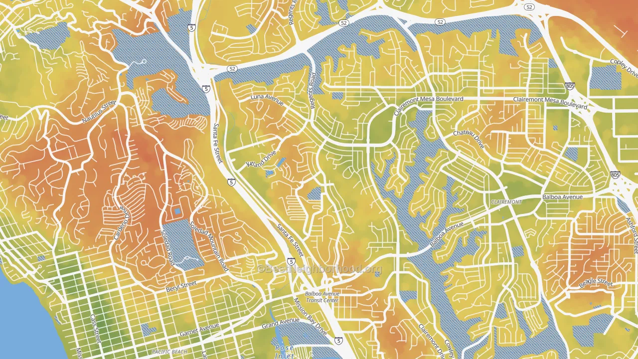Bike Grade map of Bay Ho, San Diego, CA