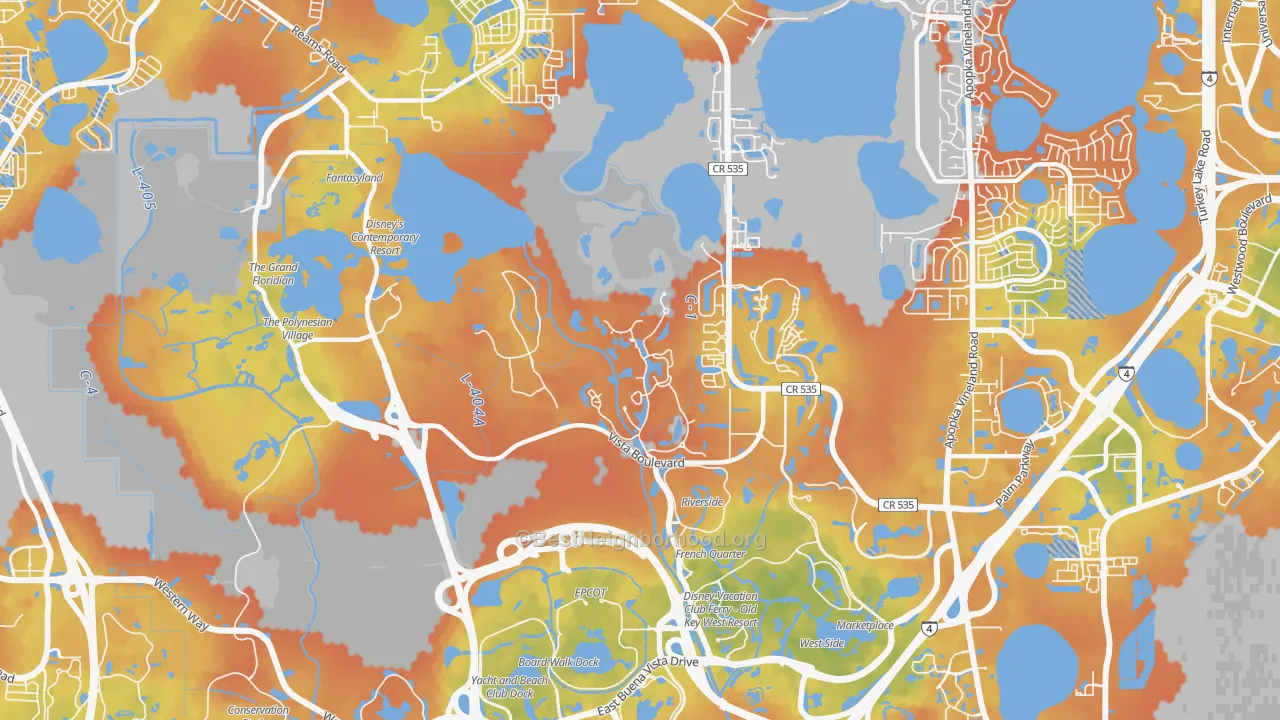 Bike Grade map of Bay Lake, FL