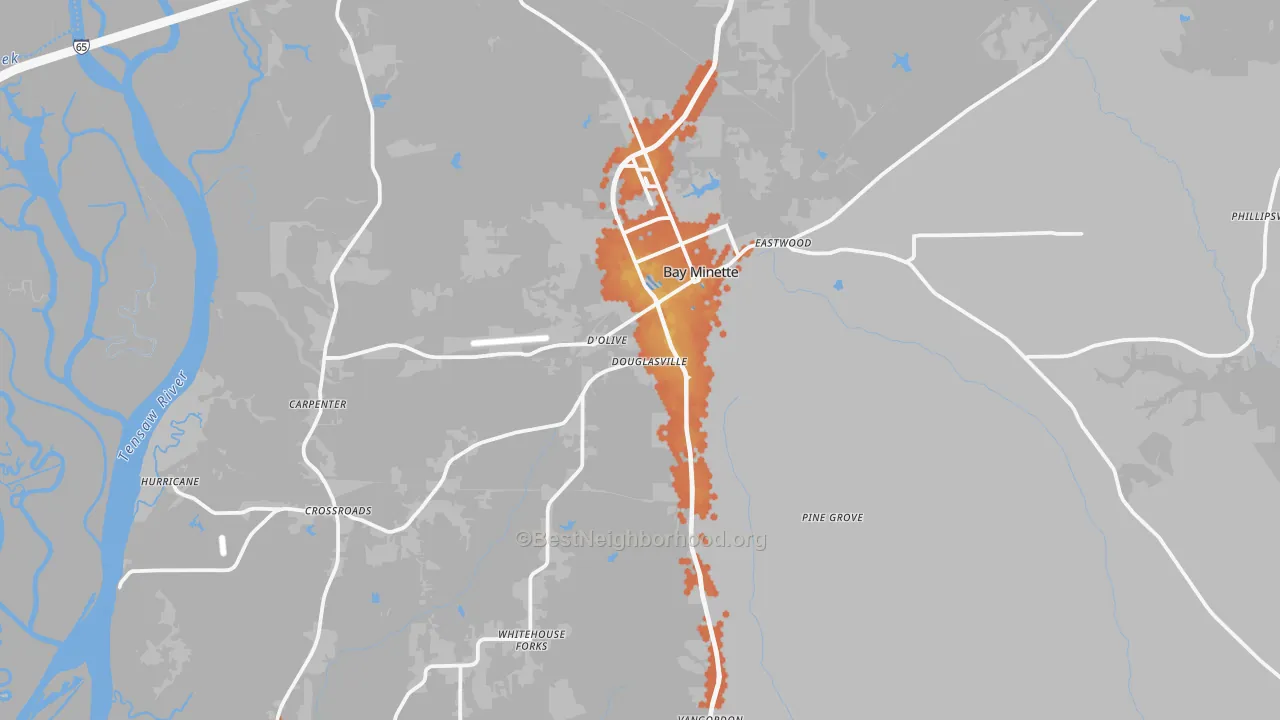 Bike Grade map of Bay Minette, AL