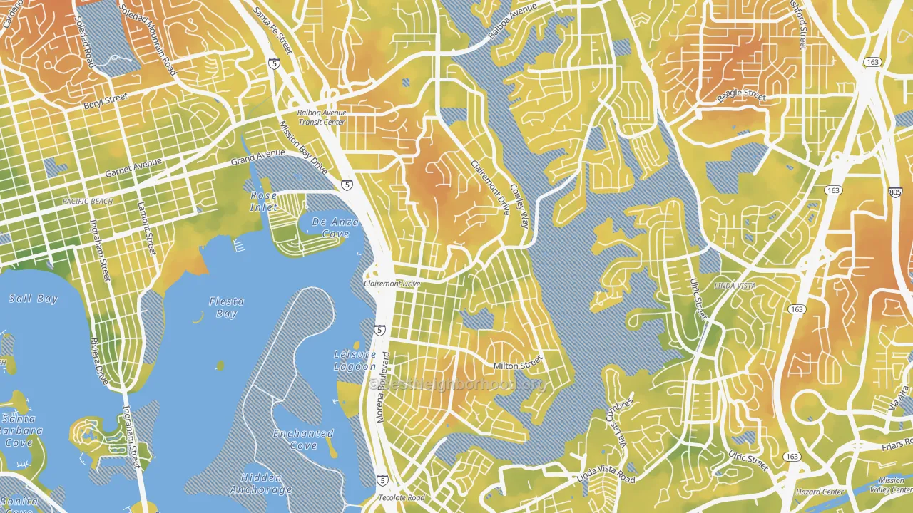 Bike Grade map of Bay Park, San Diego, CA