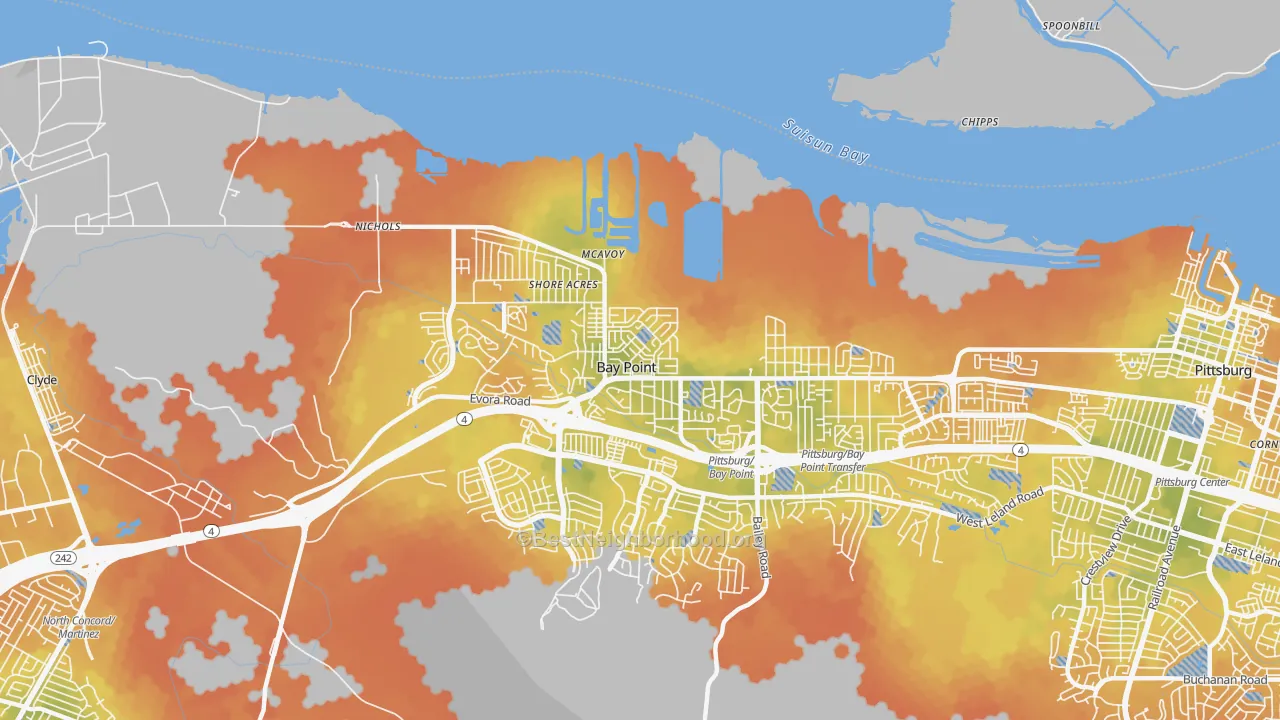 Bike Grade map of Bay Point, CA
