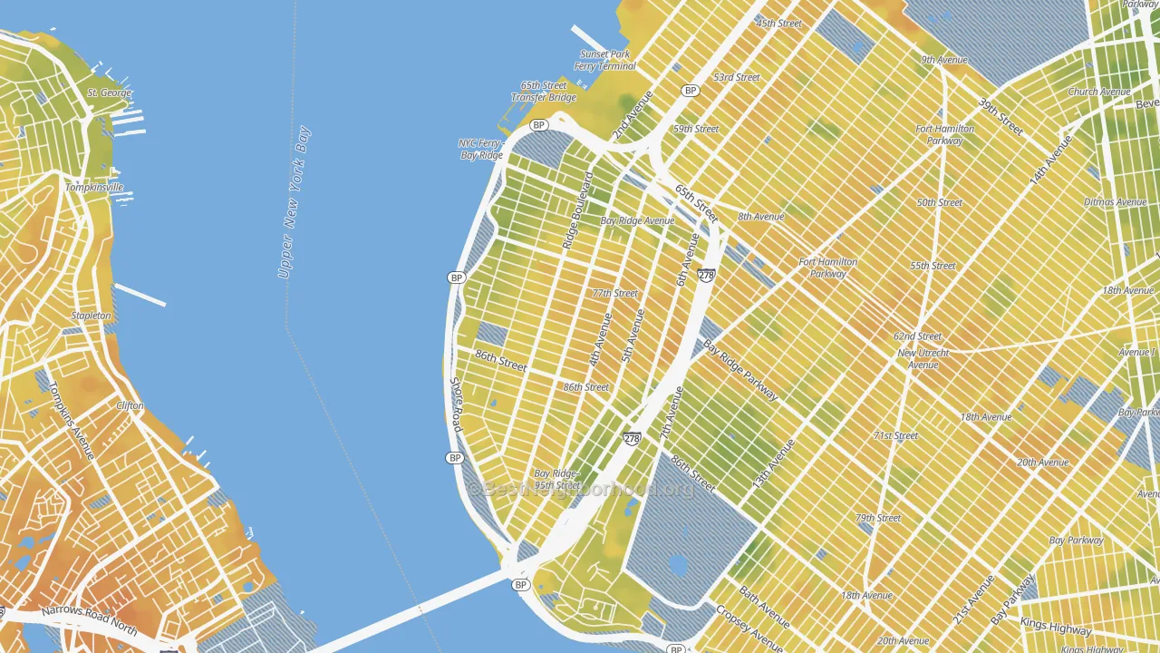 Bike Grade map of Bay Ridge-Fort Hamilton, Brooklyn, NY