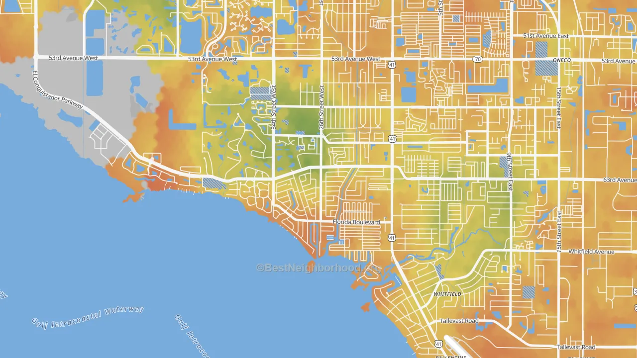 Bike Grade map of Bay Shore Gardens, Bayshore Gardens, FL