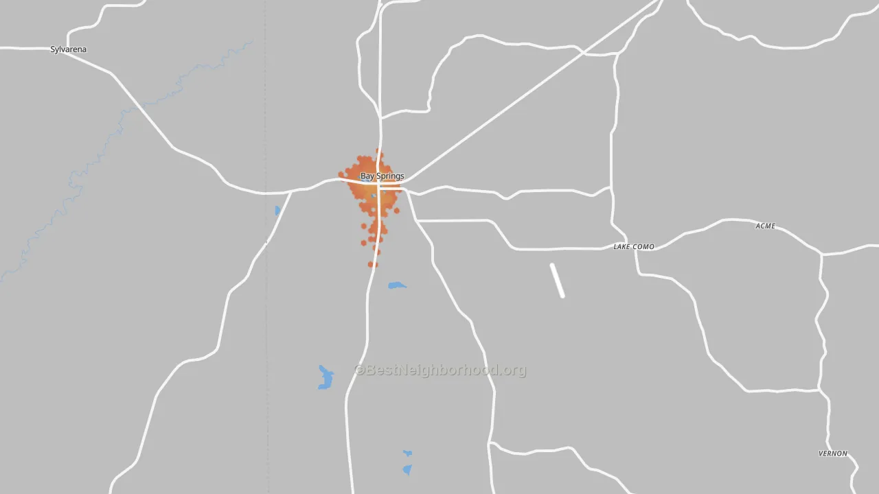 Bike Grade map of Bay Springs, MS